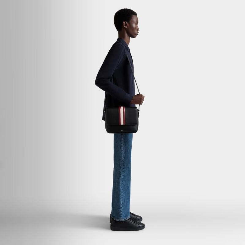  BALLY/巴利 红白条纹 男士邮差包