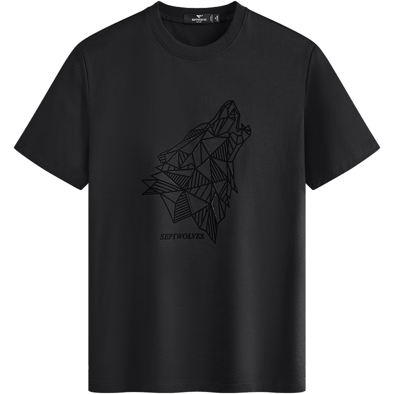  SEPTWOLVES/七匹狼 抗菌 男士短袖T恤 L 170/88A 001(黑色)
