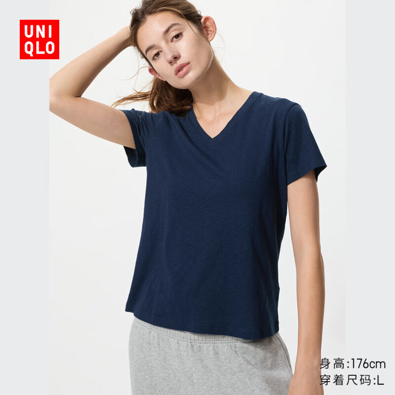  UNIQLO/优衣库 竹节纱 女士T恤