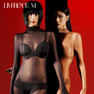  Limerence M/涞觅润丝 丝滑光泽 女士连体衣 黑色油亮 L 5D闭裆-蝉翼丝-L码(170-185cm)