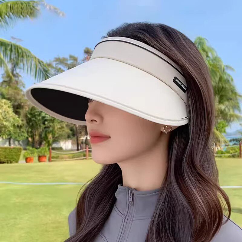 防晒帽子女士夏天防紫外线太阳帽户外遮脸大帽檐空顶遮阳帽