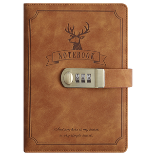  FARAMON/法拉蒙 带锁 复古密码本 棕色-麋鹿款