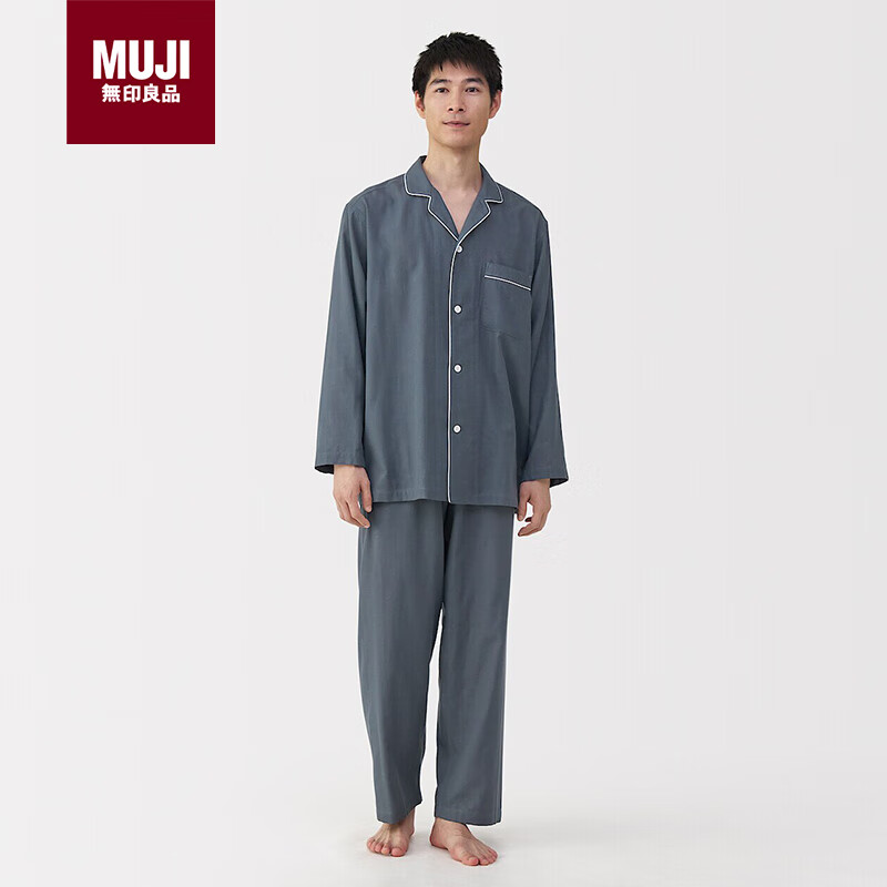  MUJI/無印良品 无侧缝双层纱织 男士睡衣家居服