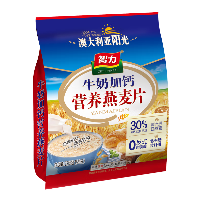  ZHILI/智力 加钙 燕麦片 牛奶加钙525g