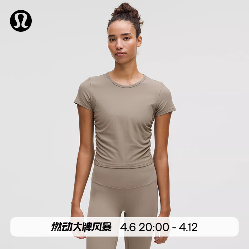  lululemon/露露乐蒙 罗纹 女士运动 T 恤 暖褐灰 XS /4