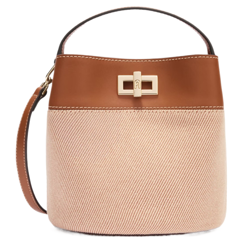  FURLA/芙拉 时尚帆布拼皮 女士水桶包