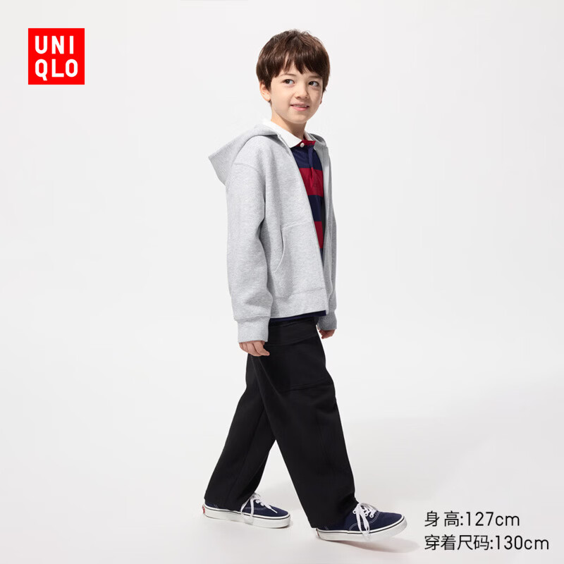  UNIQLO/优衣库 高弹力快干 儿童连帽卫衣 03 灰色 160