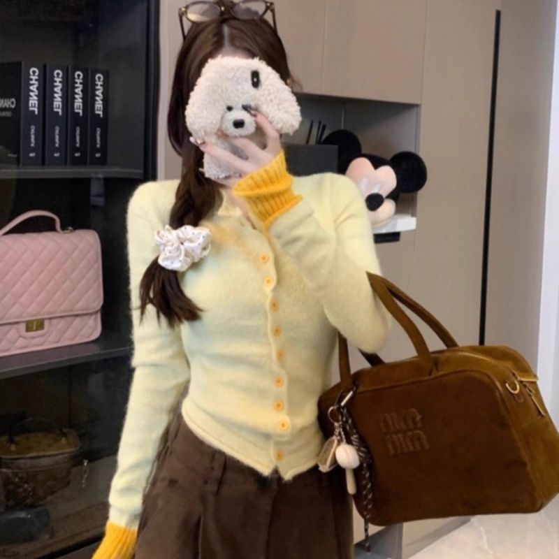  无品牌 撞色设计 女士针织开衫