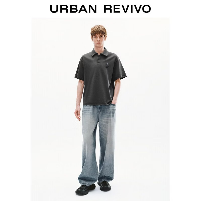  URBAN REVIVO 立体刺绣 男士马球衫