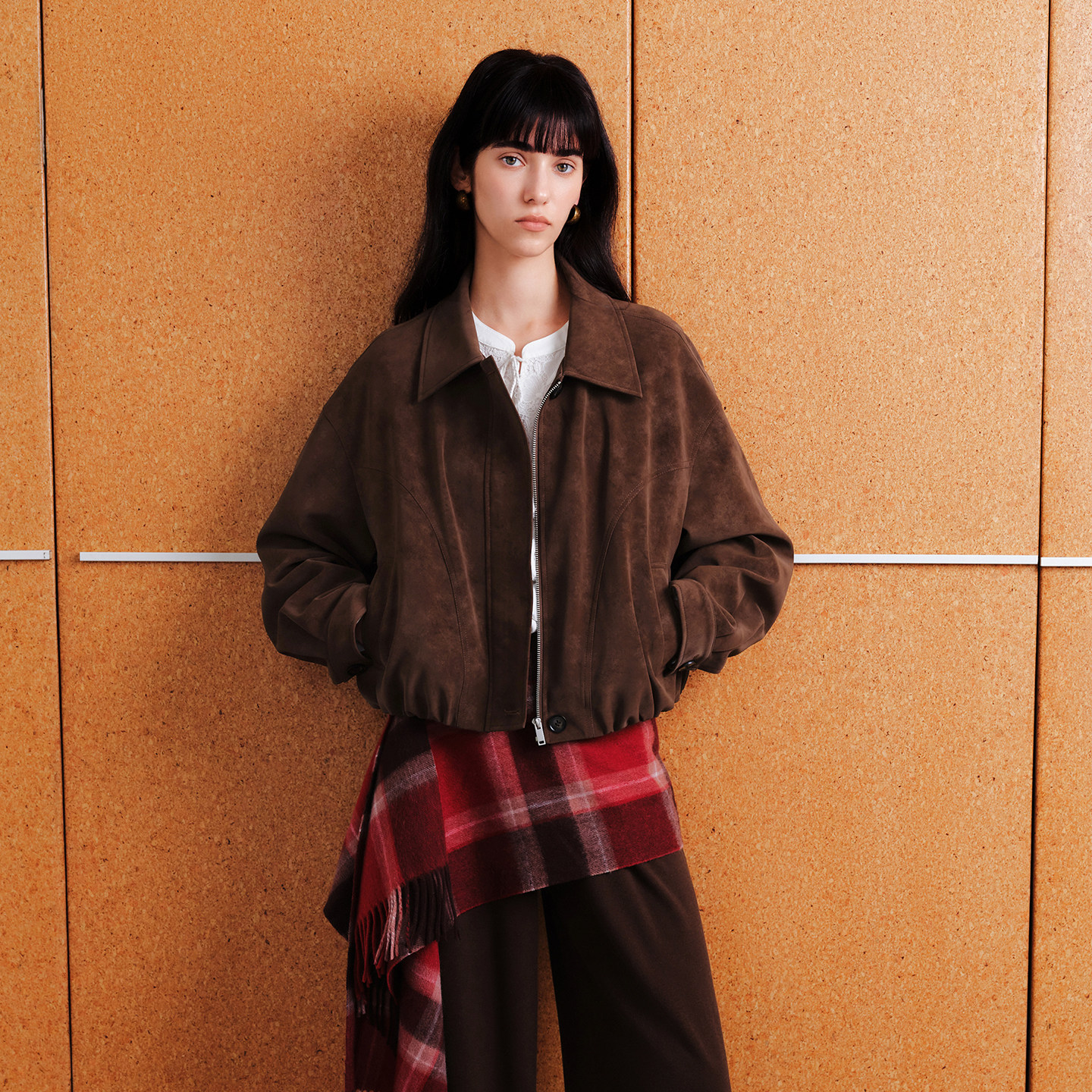  ZIQIAO/自巧 复古仿麂皮绒 女士短外套 XXS （尺码：1）