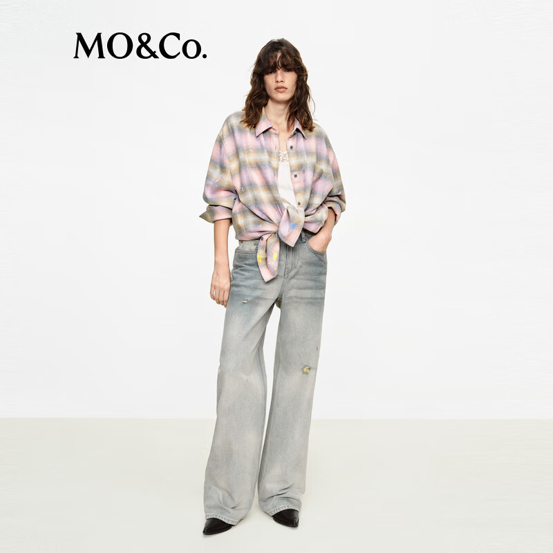  MO&Co./摩安珂 彩墨印花做旧 女士衬衫