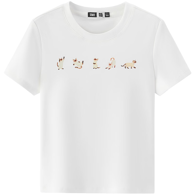  Semir/森马 紧身正肩 女士短袖T恤