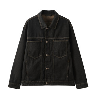 gxgjeans 真五折 美式明线设计复古基础牛仔夹克 黑色