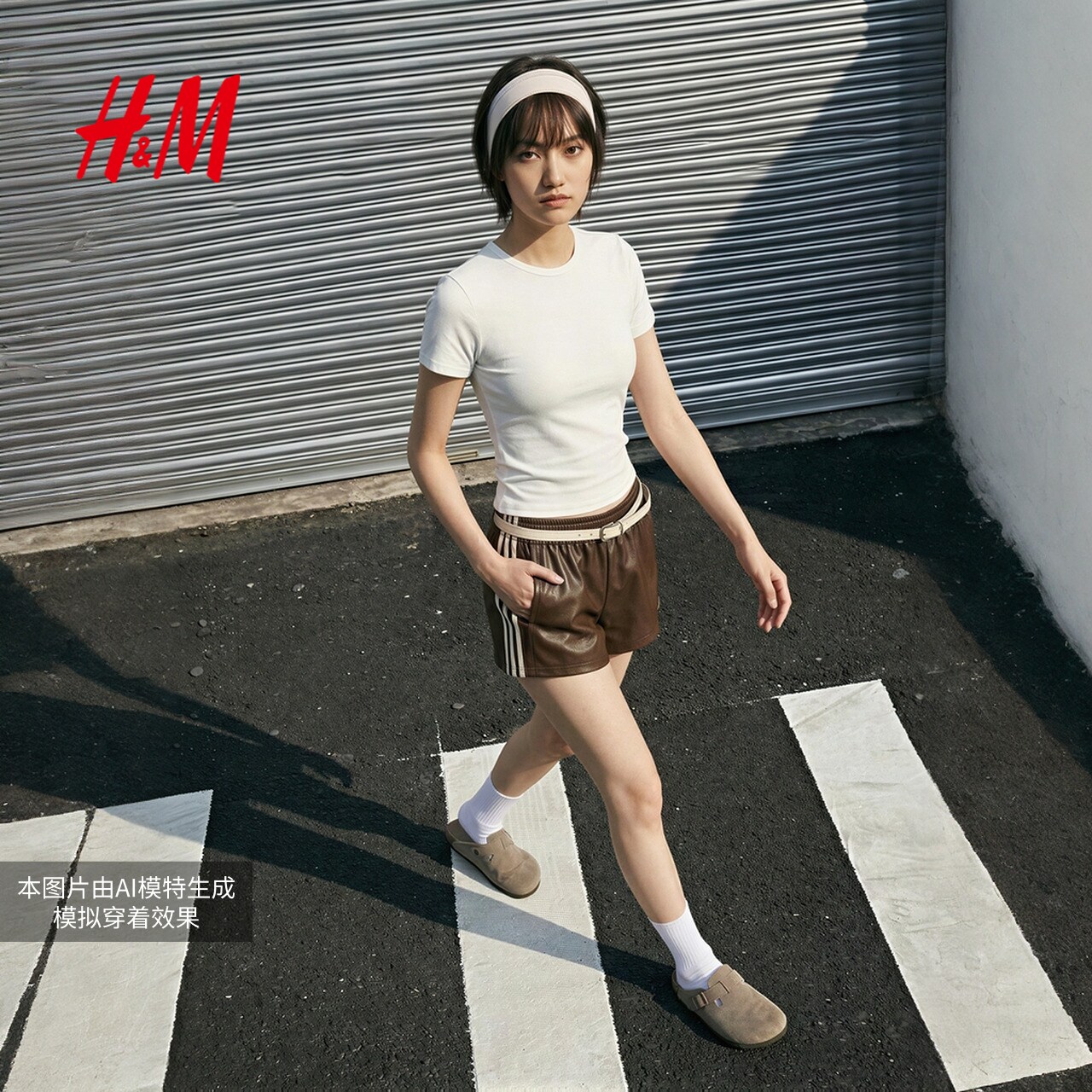  H&M 修身正肩 女士T恤