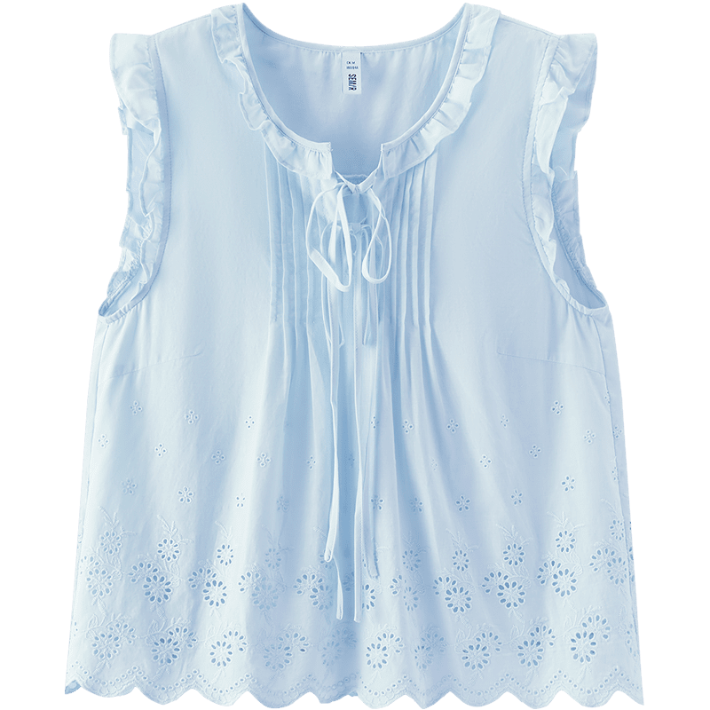  Semir/森马 纯棉绣花蝴蝶结 女士衬衫