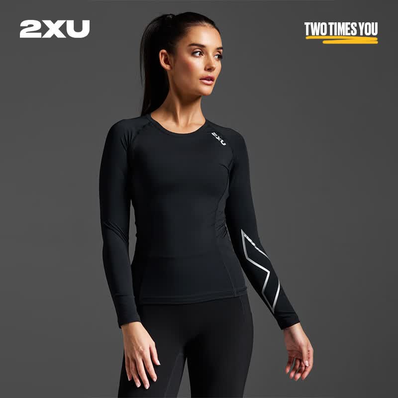  2XU 透气排汗速干 女士紧身衣 黑/银 S