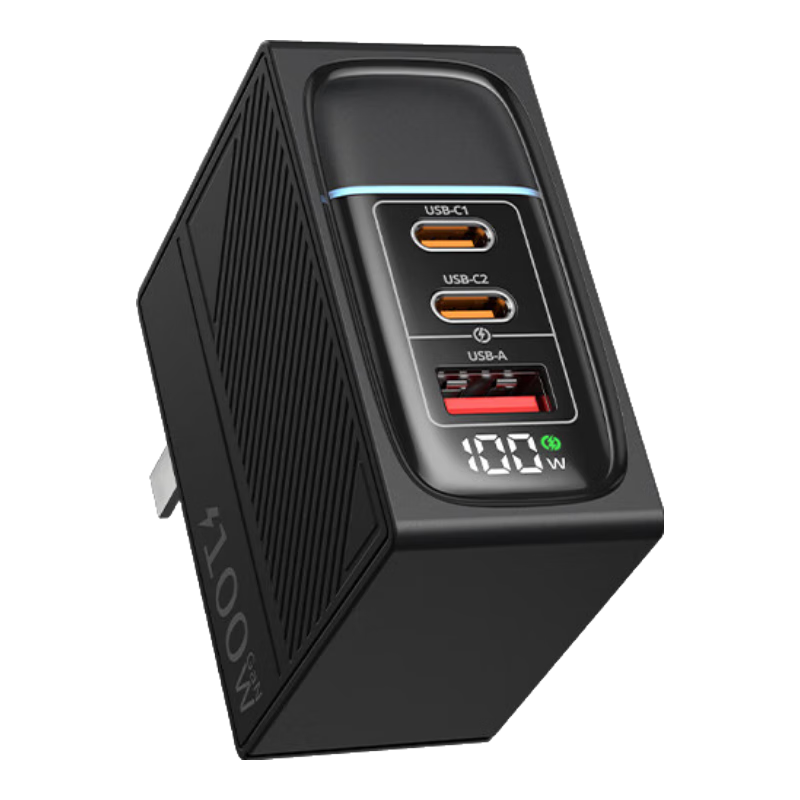  Lenovo/联想 100W屏显三头快充 氮化镓充电器 双Type-C线