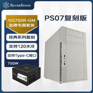 SilverStone/银昕 PS07复刻版MATX机箱 支持120mm水冷 Type-C接口 6×3.5英寸硬盘位 PS07W-C+VG750R-GM