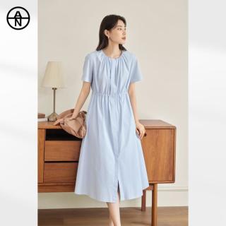 DUIBAI AN大码系列 女式连衣裙 夏装翻折袖口收腰裙子