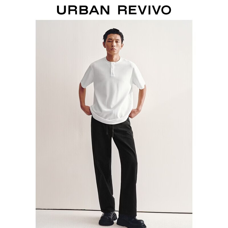  URBAN REVIVO 抽绳松紧腰 男士长裤