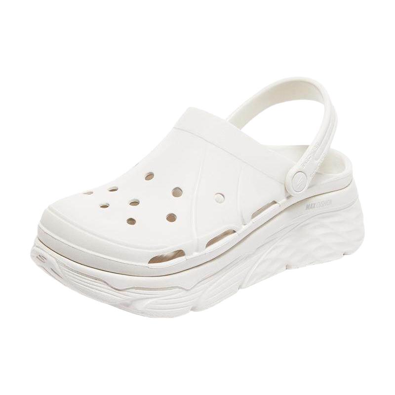 SKECHERS/斯凯奇 泡泡鞋女 厚底增高踩屎感包头拖鞋 白色/WHT 35-40