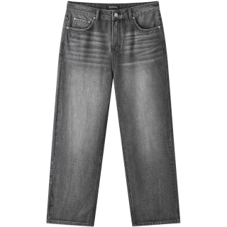 gxgjeans 真五折 美式复古水洗宽松直筒牛仔长裤 深灰色