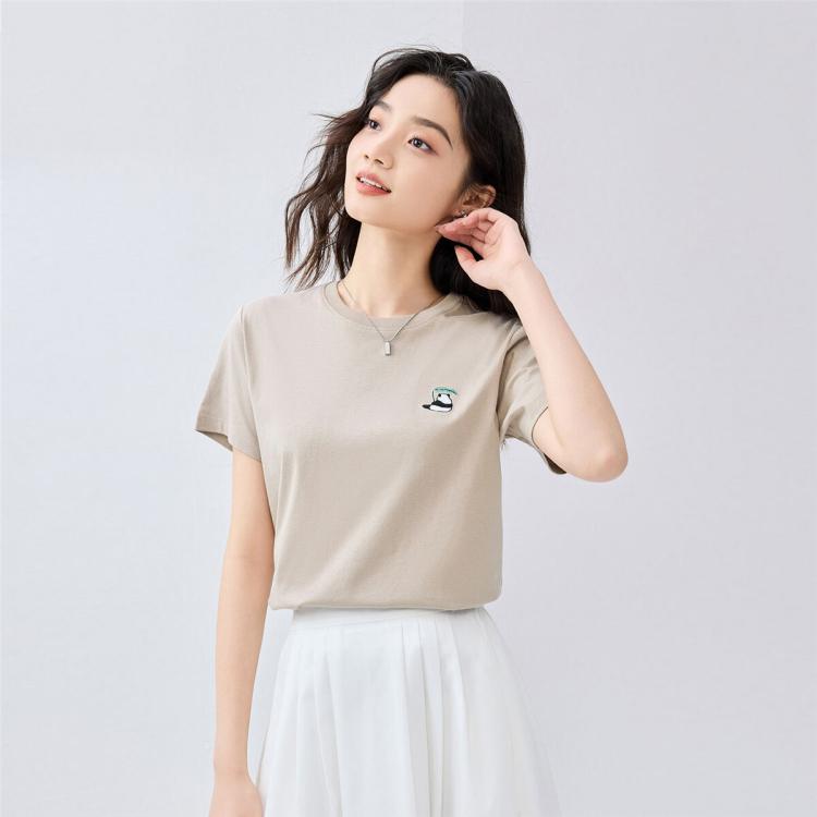 GIORDANO/佐丹奴 熊猫刺绣纯棉女士T恤