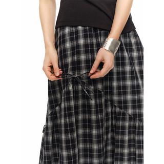 DUSHU/独束 复古黑白格纹肌理半裙 2XL