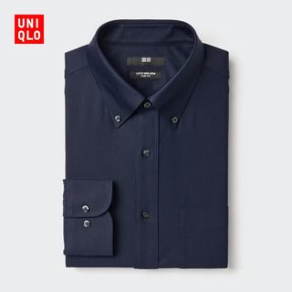UNIQLO/优衣库 高性能修身防皱针织衬衫 藏青色 XL
