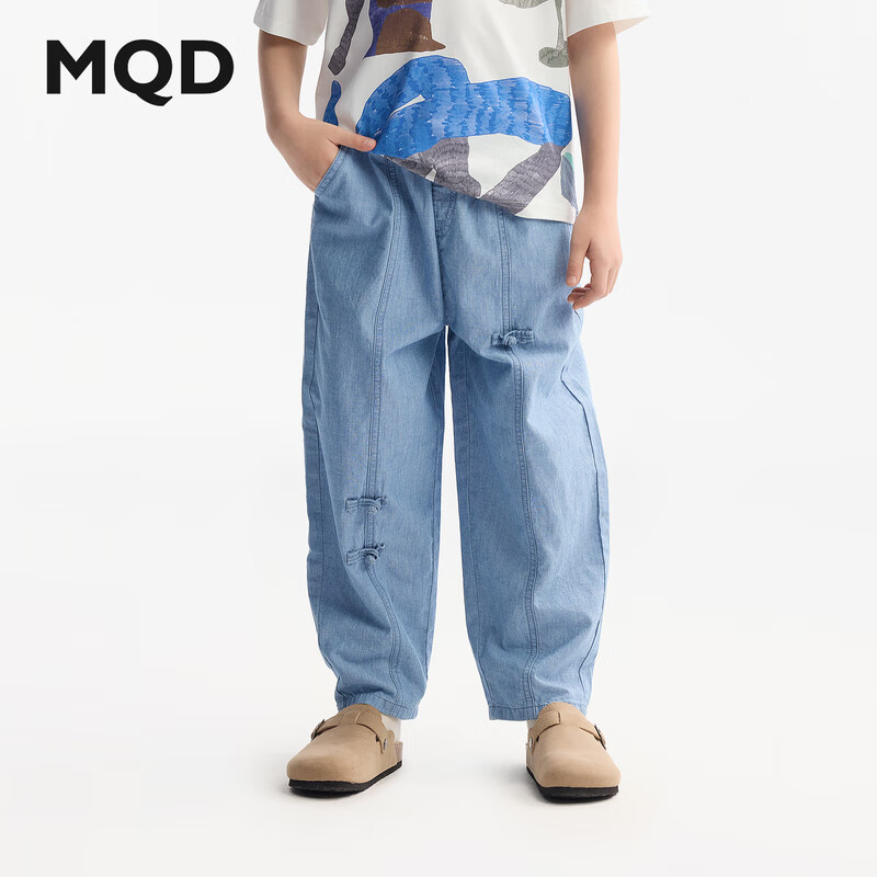 马骑顿 MQD童装男童牛仔裤 浅牛仔蓝 140cm