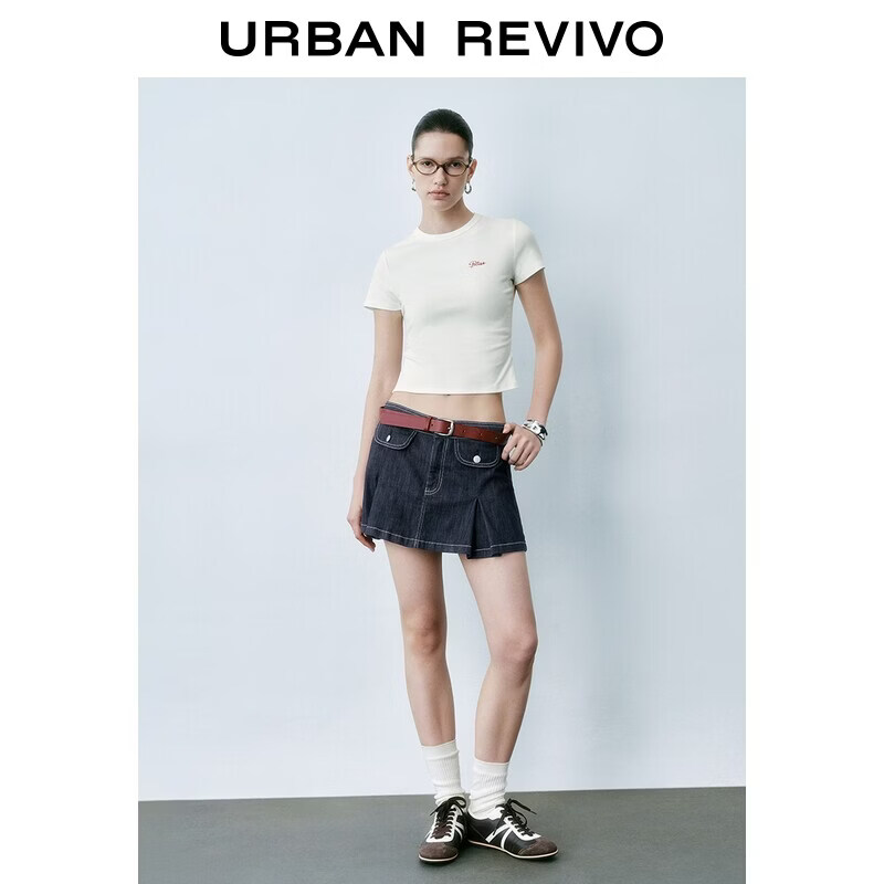 URBAN REVIVO UR2026 圆领字母刺绣T恤 本白 M