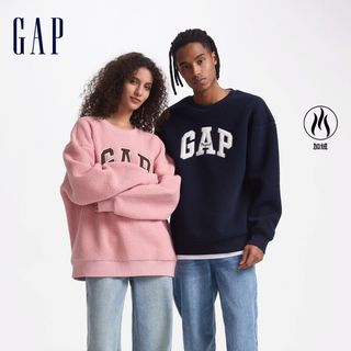 Gap 609065 仿羊羔绒贴布绣抓绒卫衣