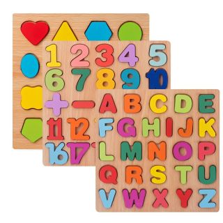 数字字母积木拼图 早教益智玩具手抓板拼板（1-3-4岁）