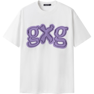 gxgjeans 真五折！美式撞色印花潮流宽松圆领短袖T恤 白色