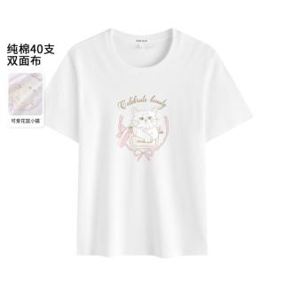 Five Plus 可爱小猫图案 女士运动短袖上衣
