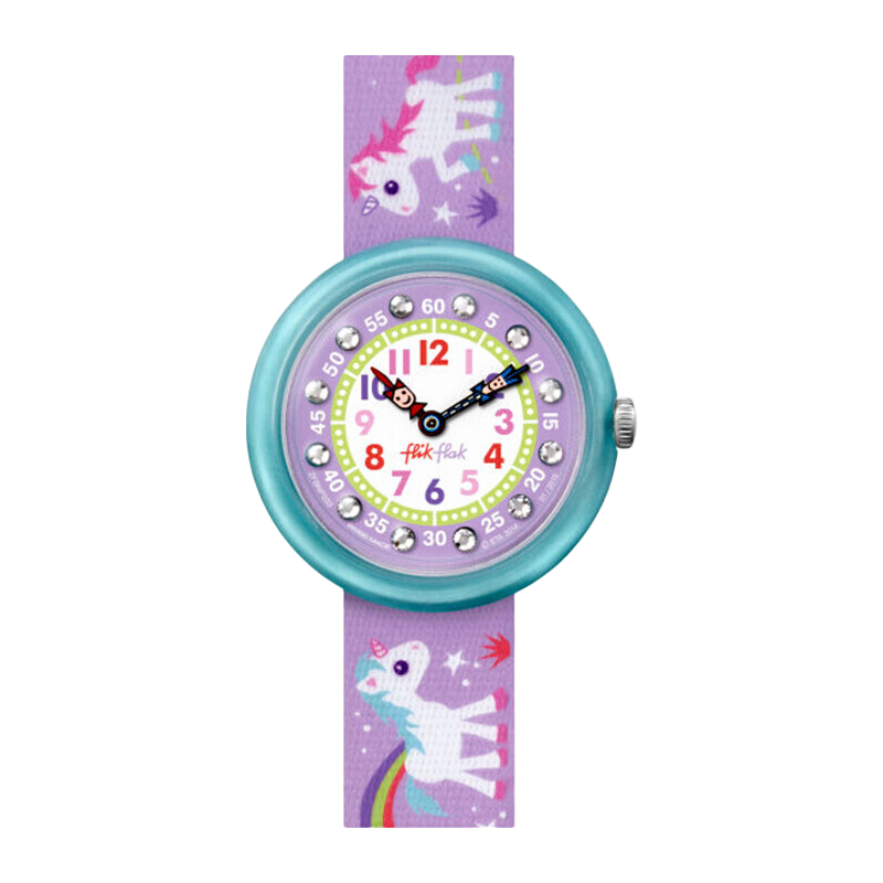 swatch 斯沃琪 ZFBNP033 儿童魔法独角兽石英表（紫色）  故事时光