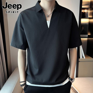JEEP SPIRIT JEEPSPIRIT Jeep 男士冰丝短袖T恤 夏季薄款潮流休闲宽松半袖衫