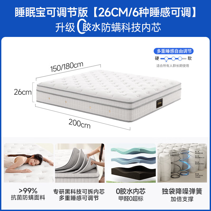 芝华仕 睡眠宝Plus 弹簧乳胶护脊床垫 1.8*2M