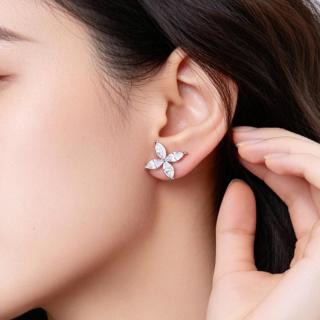 阿吉豆 AJIDOU耳环女时尚简约闪锆蝴蝶耳钉优雅气质百搭珍珠耳饰