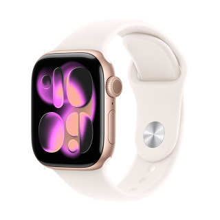 Apple Watch Series 11 玫瑰金色铝金属表壳 淡桃粉色运动型表带  42mm