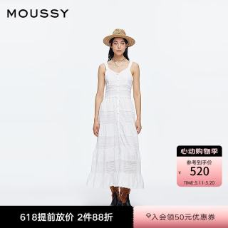 MOUSSY 新品波西米亚风度假吊带连衣裙女028ISZ33-1301 010白色 S