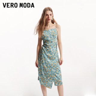 VERO MODA 奥莱连衣裙夏季新款碎花印花抽褶优雅浪漫裙子流行