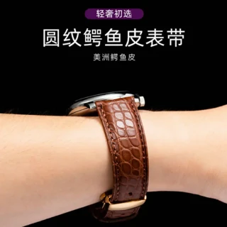 翡宇 圆纹真皮鳄鱼皮表带 男女代用