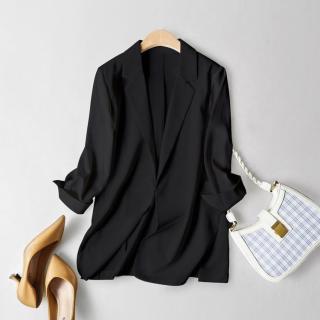 她池 春夏新女士时尚休闲纯色遮阳气质小西服有大码