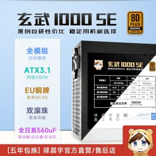驿晨宇 玄武1000SE铜牌额定1000W全模组台式电脑主机电源日系电容