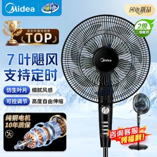 美的 电风扇家用卧室客厅定时轻音节能风扇 户外循环摇头送凉风 35cm扇叶