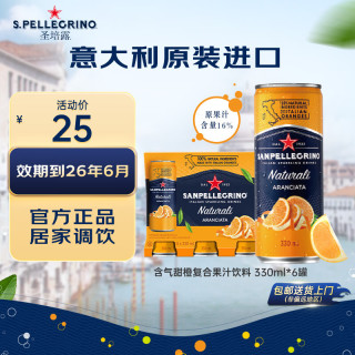 圣培露 含气果汁饮料 330ml*6罐 甜橙味