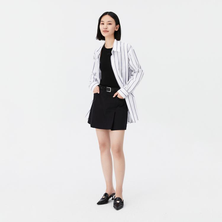 LILY 复古条纹宽松垂感长袖衬衫