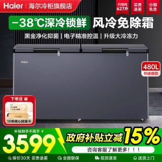 海尔 风冷无霜480升冰柜大容量商用冷柜全冷冻冷藏柜-38度低温冷柜