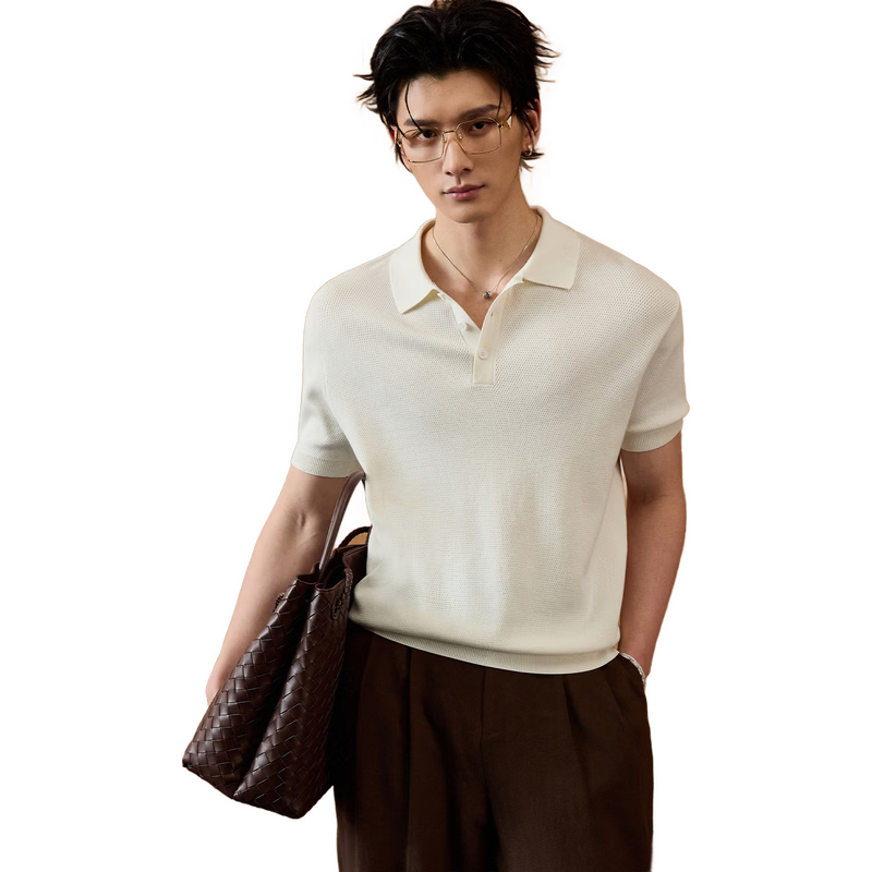 伯爵卓尔 J621233 垂软透气 糖白 L(175) 男士POLO衫